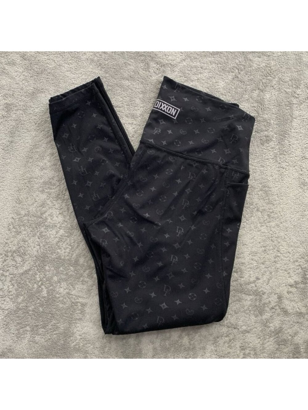 Dixxon Flannel Leggings Womens Size XL Black DF AOP Logo Athleisure Workout Gym